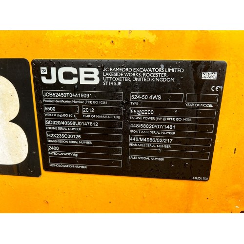 2012 JCB 524-50 COMPACT LOADALL