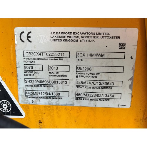 2013 JCB 3CX SITEMASTER