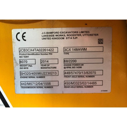 2014 JCB 3CX SITEMASTER