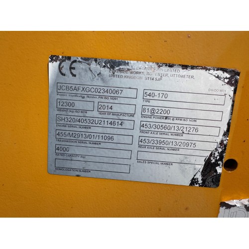 2014 JCB 540-170 LOADALL