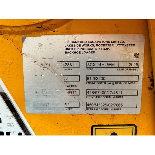 2015 JCB 3CX CONTRACTOR