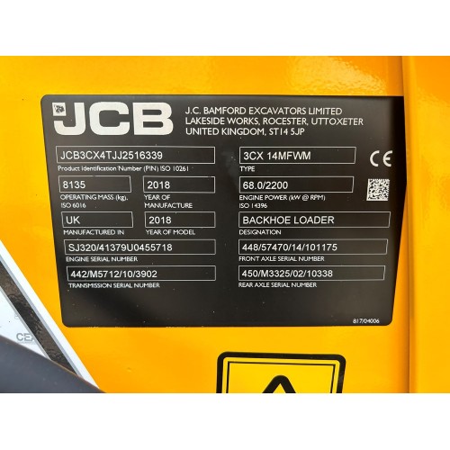 2018 JCB 3CX SITEMASTER