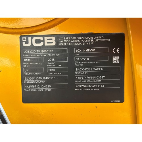2018 JCB 3CX SITEMASTER