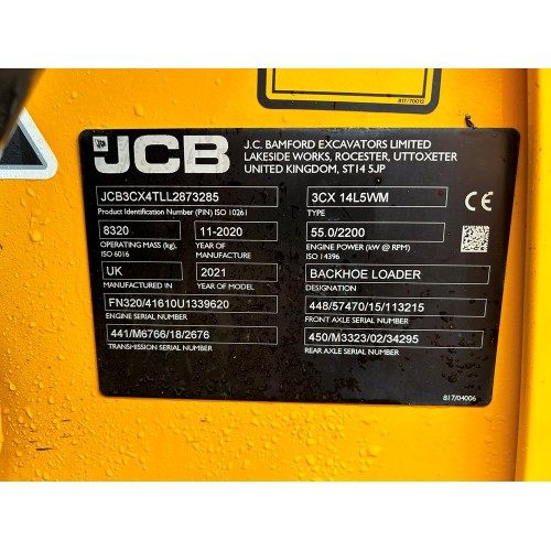 2020 JCB 3CX ECO 750K SPECIAL EDITION