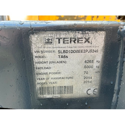 2014 TEREX TA6S SITE DUMPER